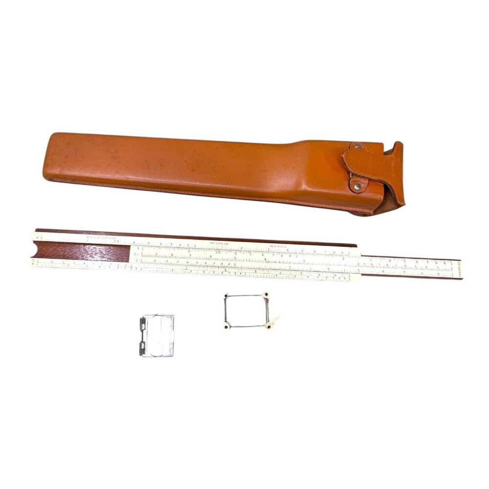 Keuffel & Esser Co. N.Y. Slide Rule 4053-3 Mahogany Leather Case Made USA READ